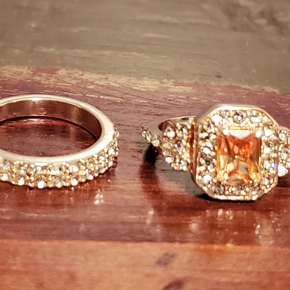 Antique Vintage Design Morganite Ring 2 piece set - Picture 7 of 8